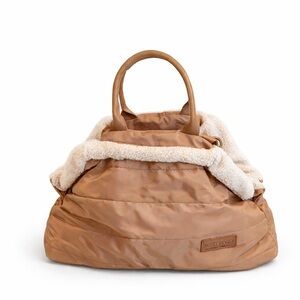 HOTEL DOGGY Quilted Camel Sherpa Dog Carrier Luxury Pet Travel Bag